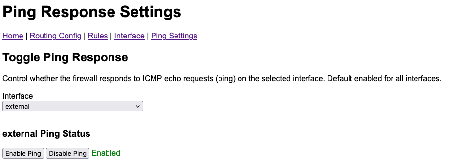 Webserver GUI ICMP ping page